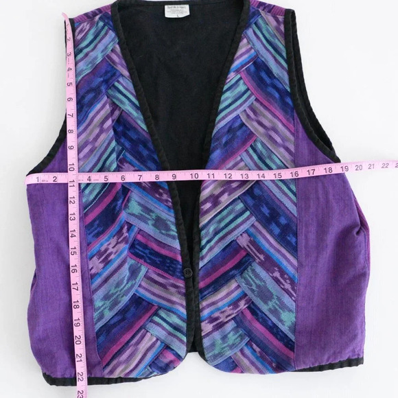 World Folk Art Imports Purple Aztec 100% Cotton Handmade Sleeveless Vest  LG - Picture 5 of 11